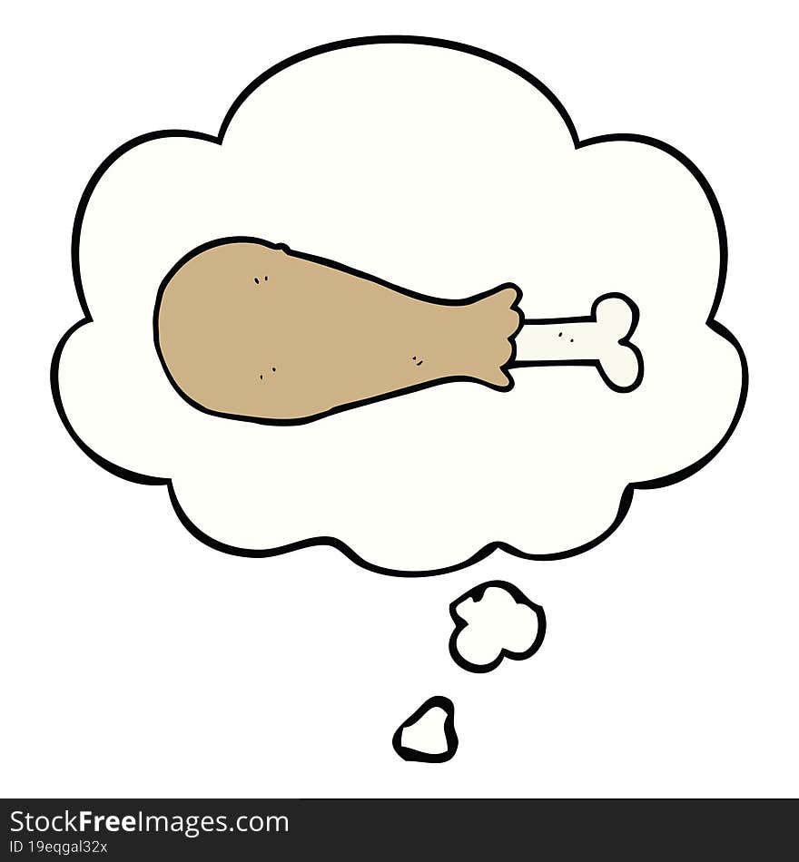 cartoon chicken leg and thought bubble