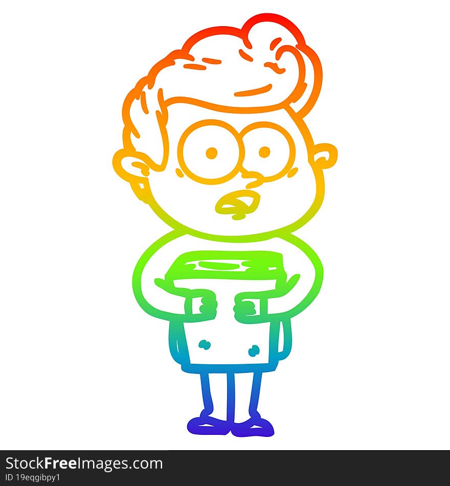 rainbow gradient line drawing cartoon staring man