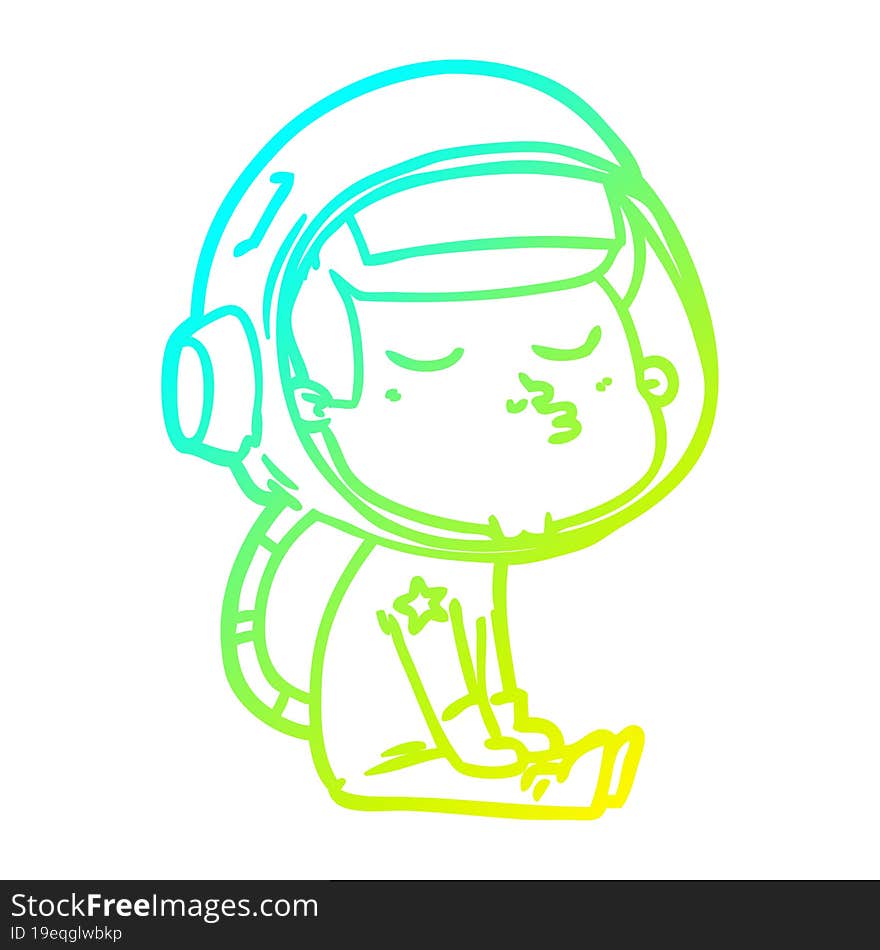 cold gradient line drawing cartoon confident astronaut