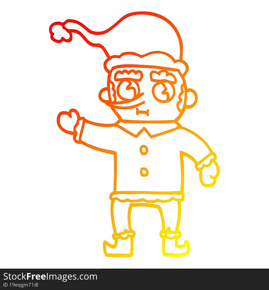 Warm Gradient Line Drawing Cartoon Christmas Elf