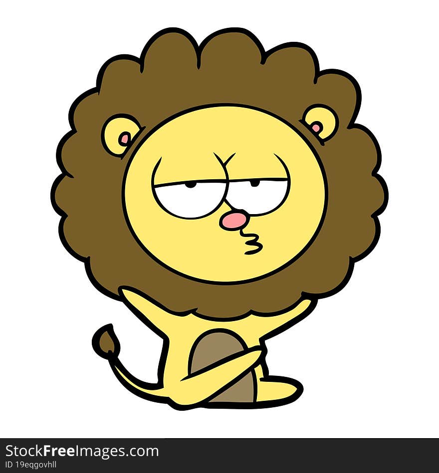 cartoon bored lion. cartoon bored lion