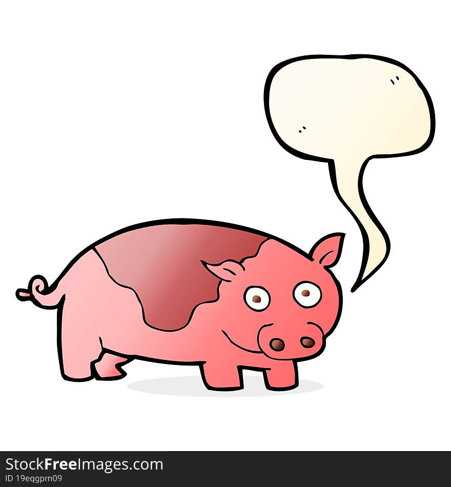 cartoon pig with speech bubble