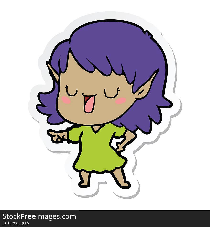 sticker of a cartoon elf girl