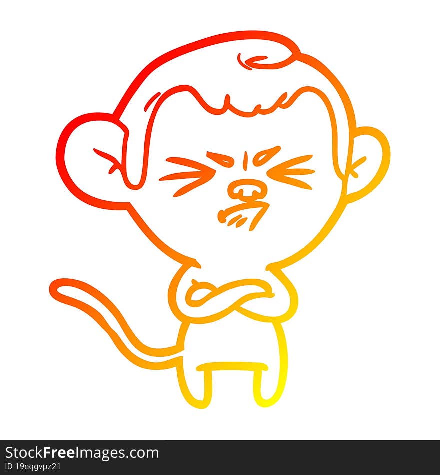 warm gradient line drawing cartoon annoyed monkey