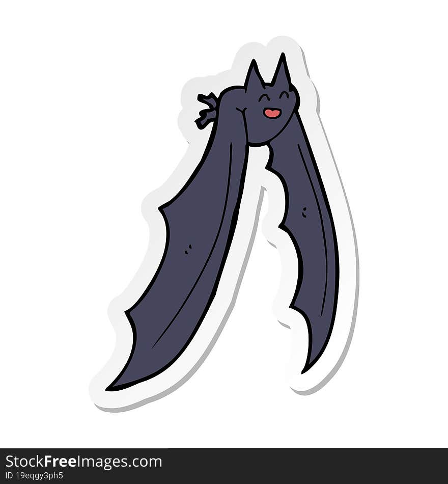 sticker of a cartoon flying bat