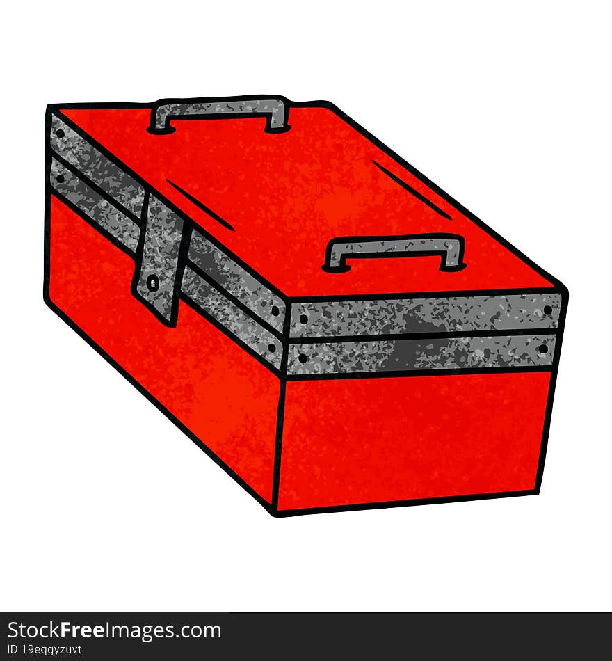 Textured Cartoon Doodle Of A Metal Tool Box