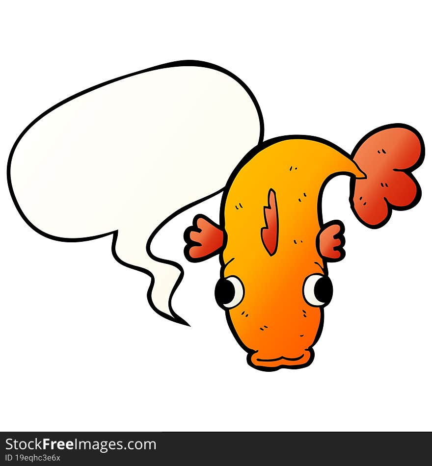 cartoon fish and speech bubble in smooth gradient style