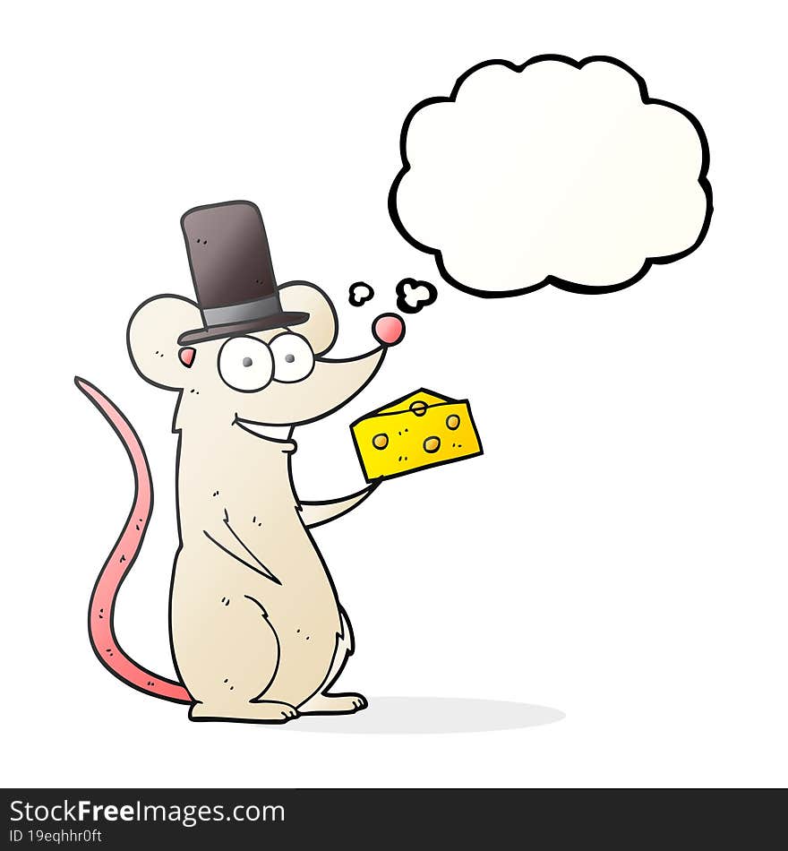 thought bubble cartoon mouse with cheese