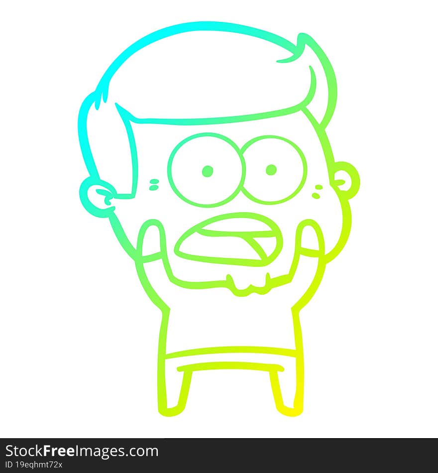 Cold Gradient Line Drawing Cartoon Shocked Man