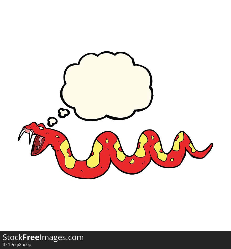 Cartoon Poisonous Snake With Thought Bubble