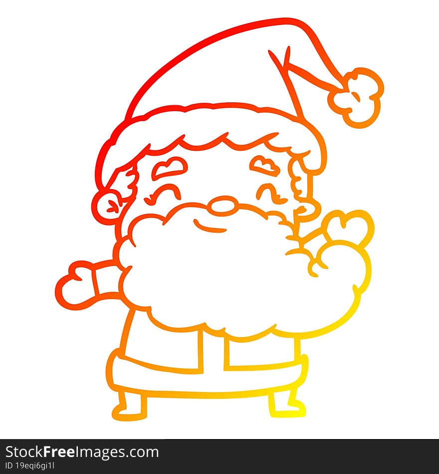 warm gradient line drawing santa claus