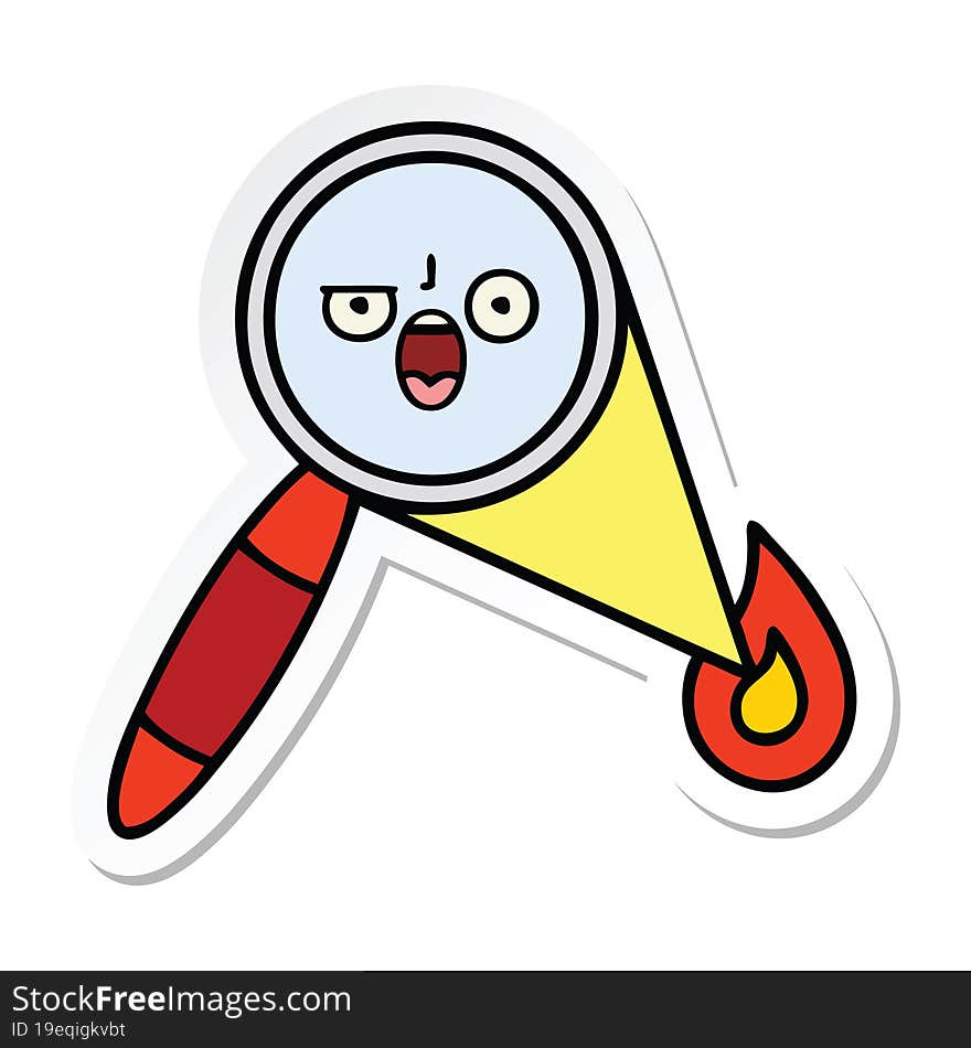 sticker of a cute cartoon magnifying glass