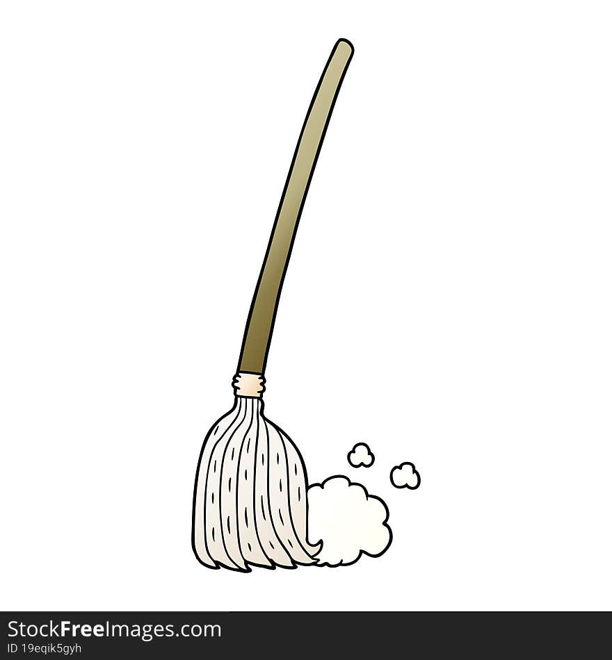 cartoon broom sweeping. cartoon broom sweeping