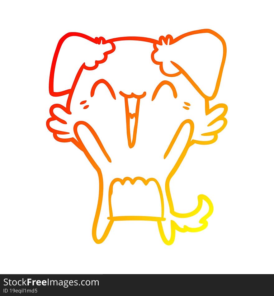 warm gradient line drawing of a happy little dog cartoon