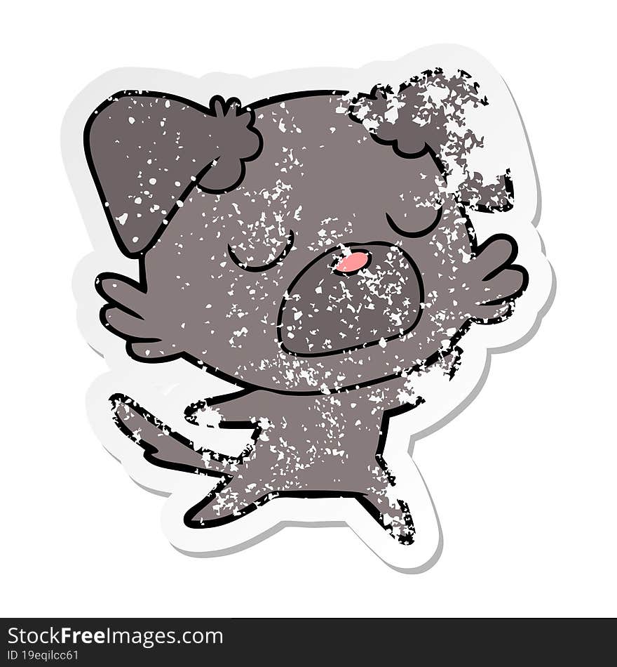 distressed sticker of a cartoon dog