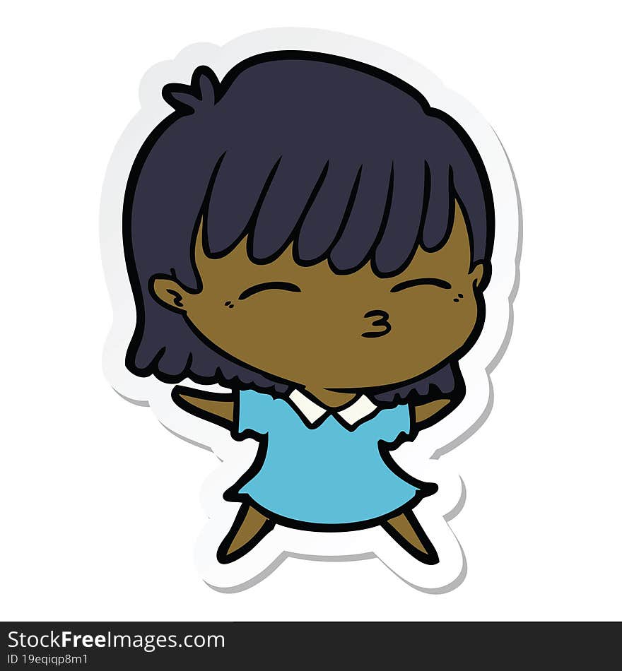 Sticker Of A Cartoon Woman