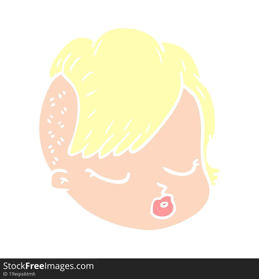 flat color style cartoon female face