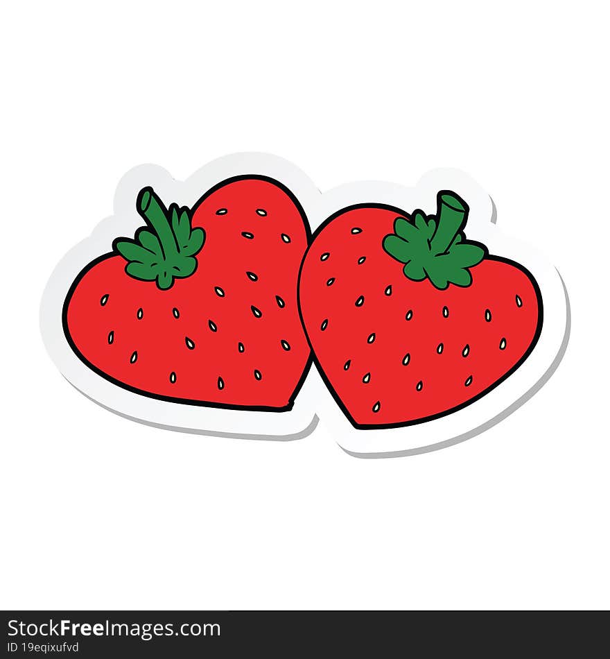 Sticker Of A Cartoon Strawberries