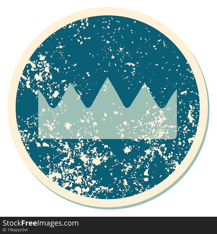 iconic distressed sticker tattoo style image of a crown. iconic distressed sticker tattoo style image of a crown