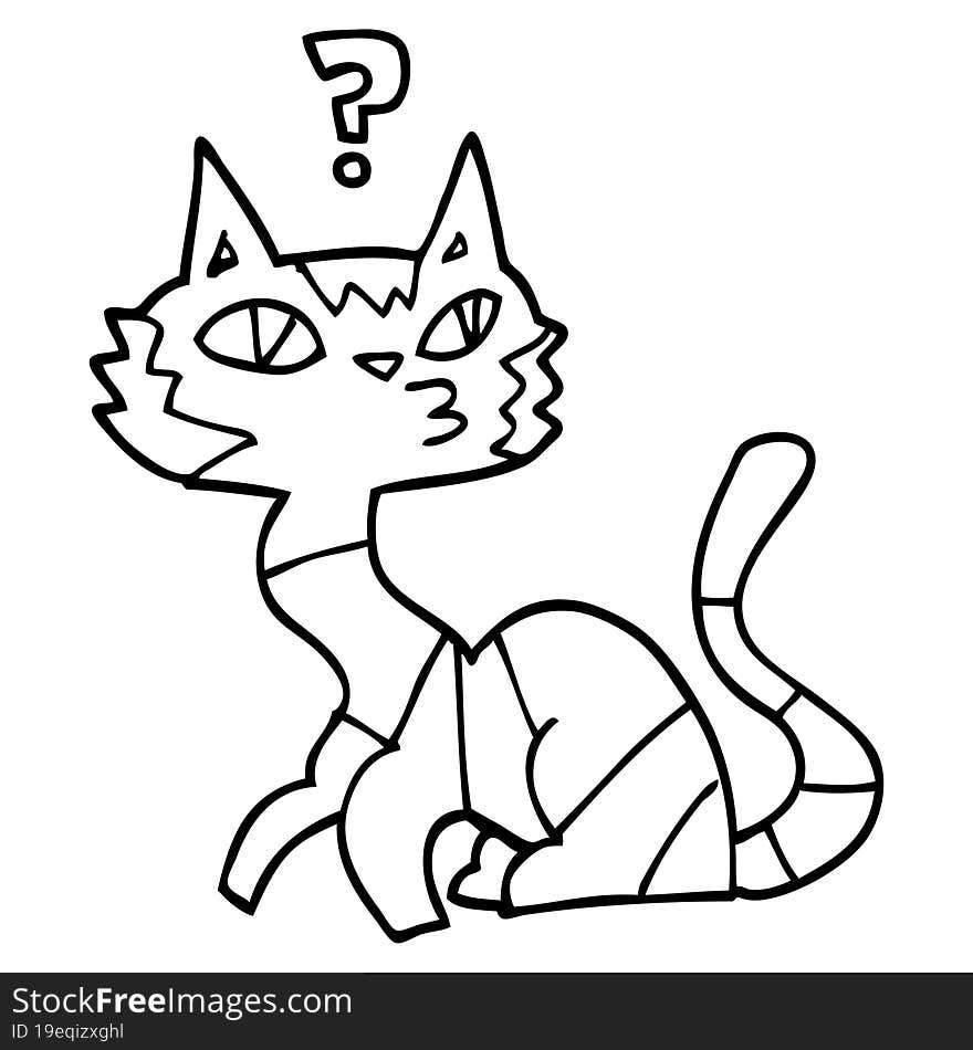 Line Drawing Cartoon Cat