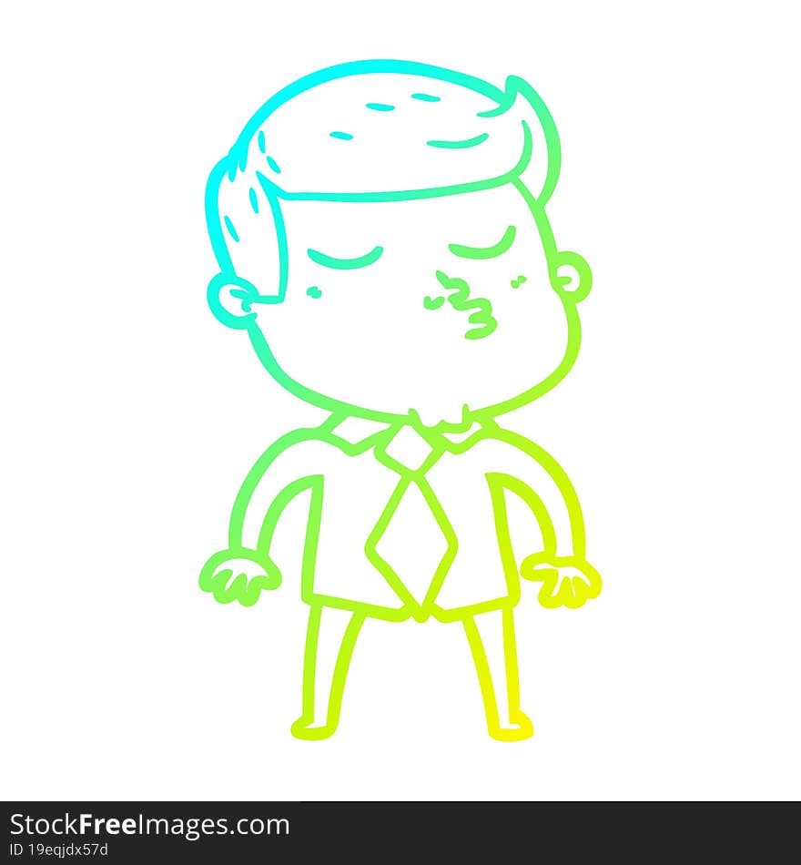 cold gradient line drawing of a cartoon model guy pouting