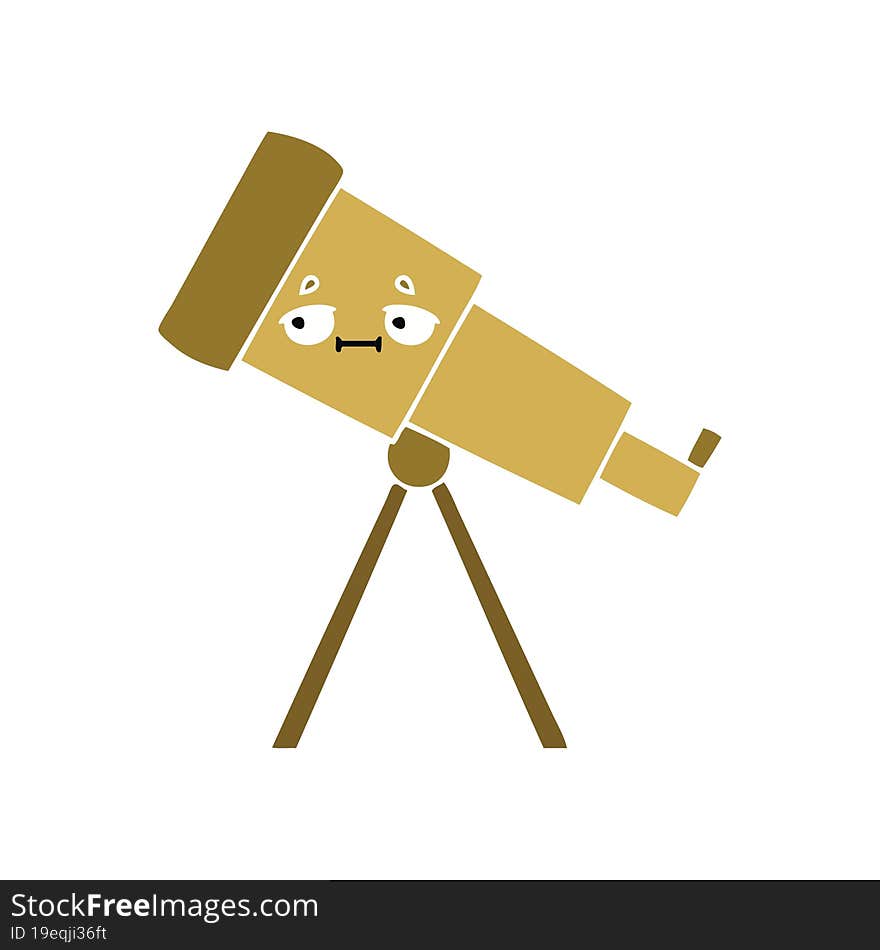 Flat Color Retro Cartoon Telescope