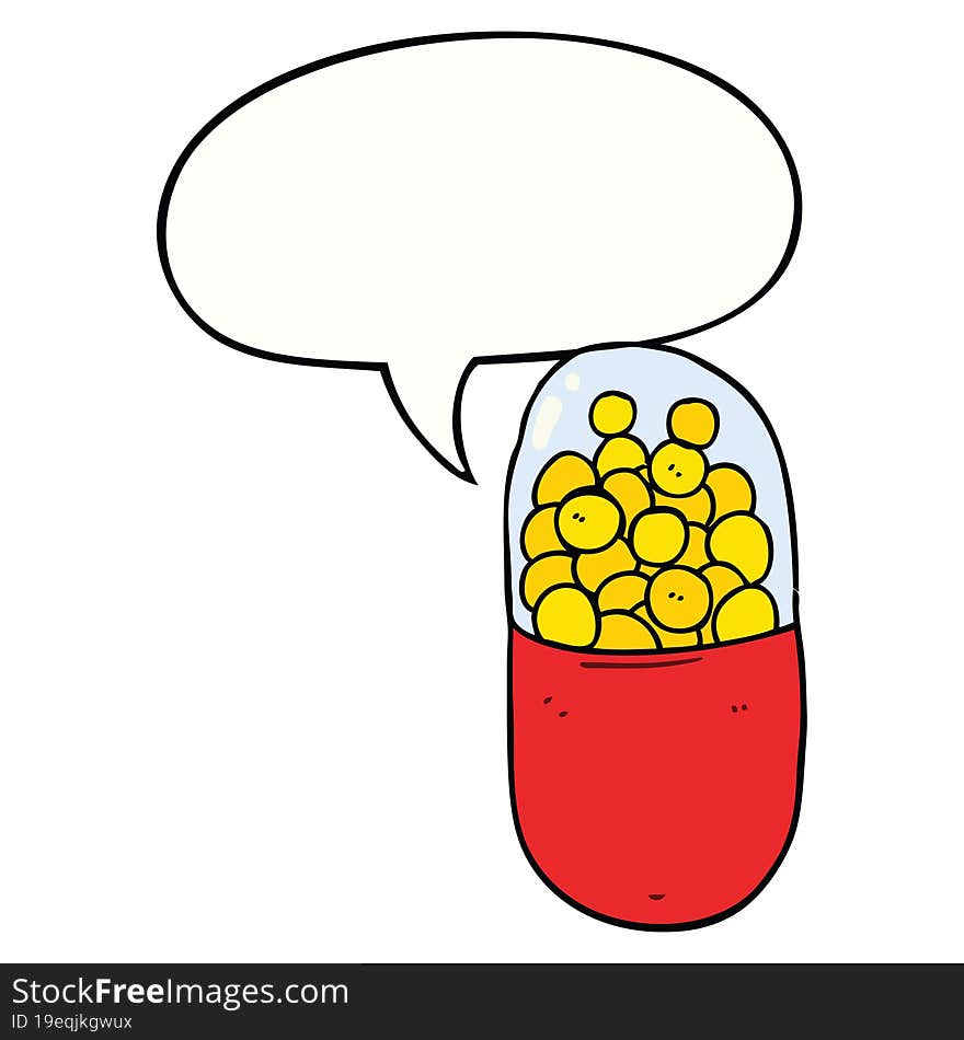 Cartoon Pill And Speech Bubble