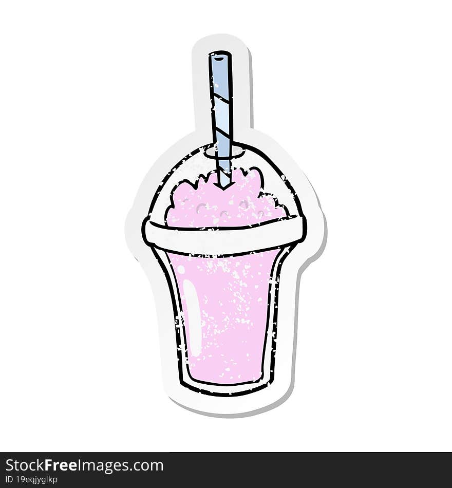 Distressed Sticker Of A Cartoon Smoothie