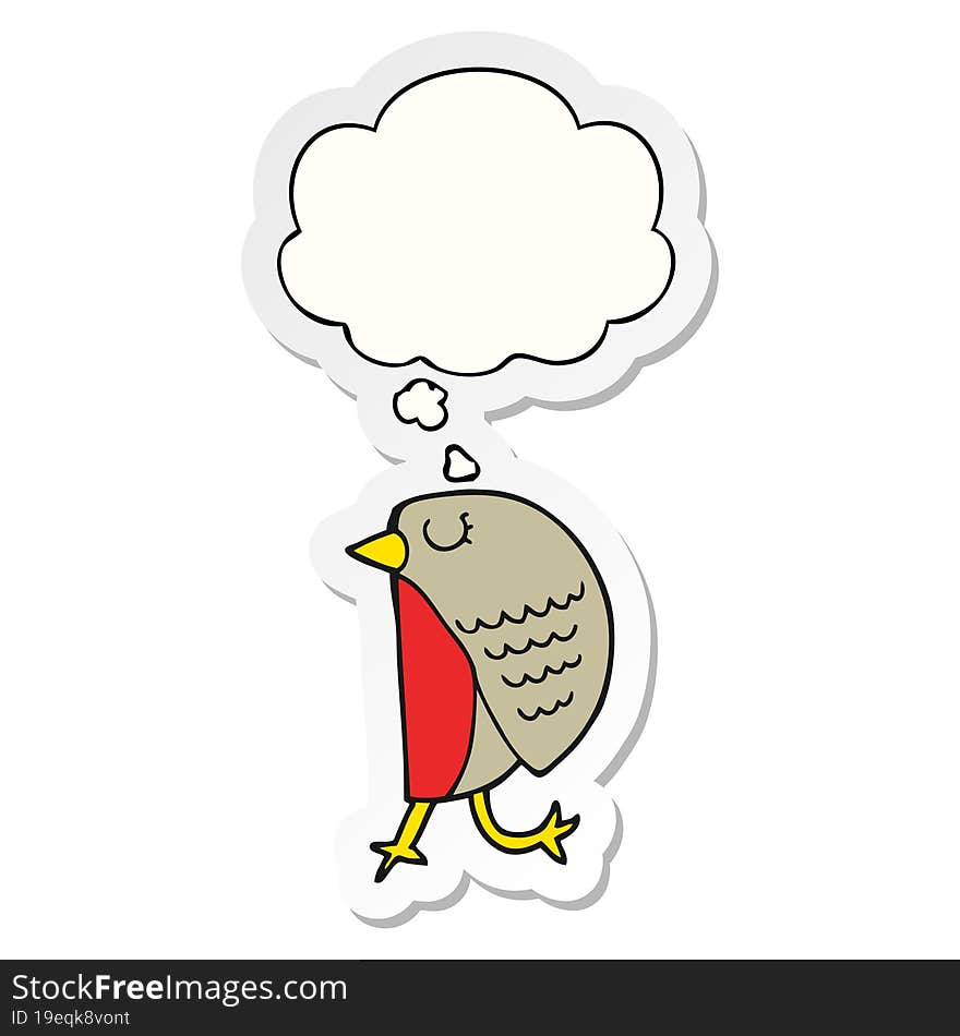 cartoon bird with thought bubble as a printed sticker