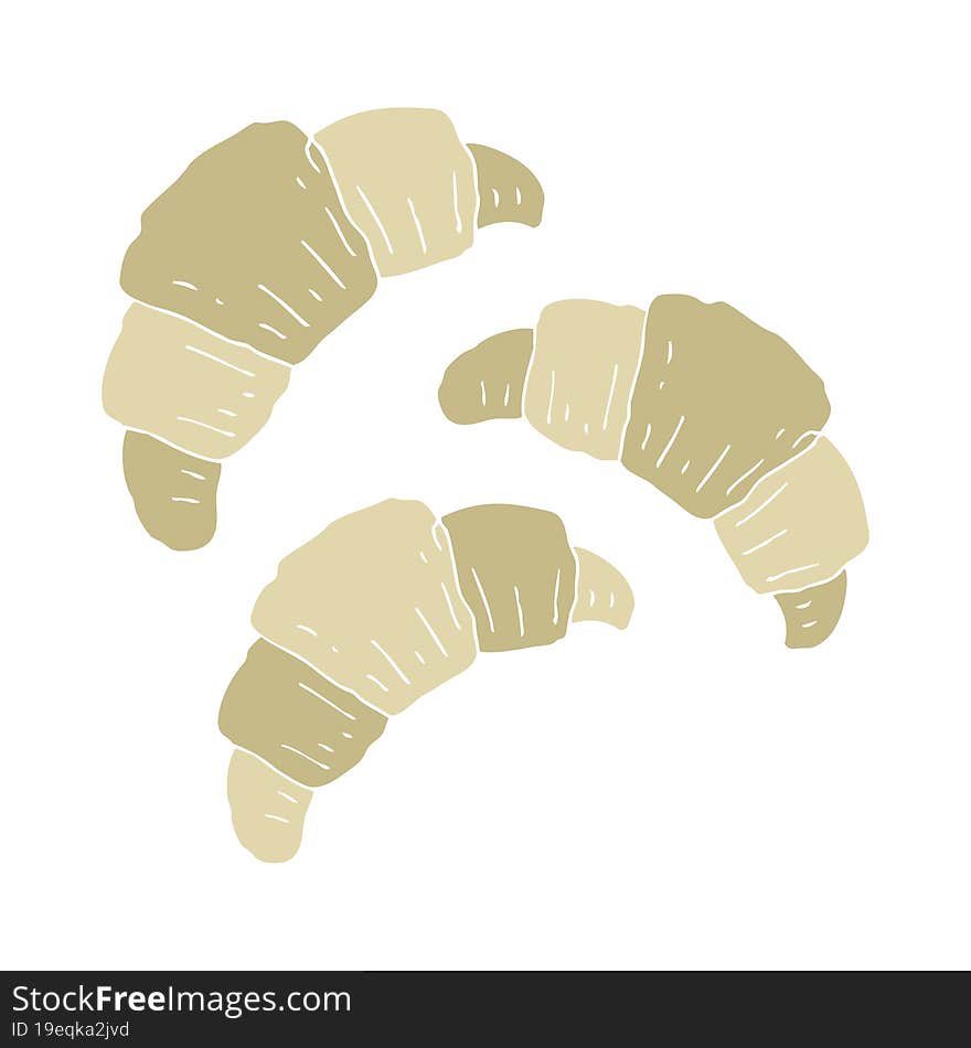 Flat Color Illustration Of A Cartoon Croissants