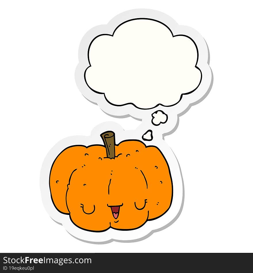 cartoon pumpkin and thought bubble as a printed sticker