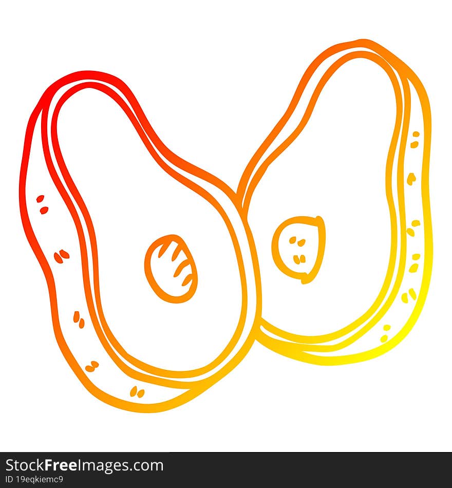 Warm Gradient Line Drawing Cartoon Avocado