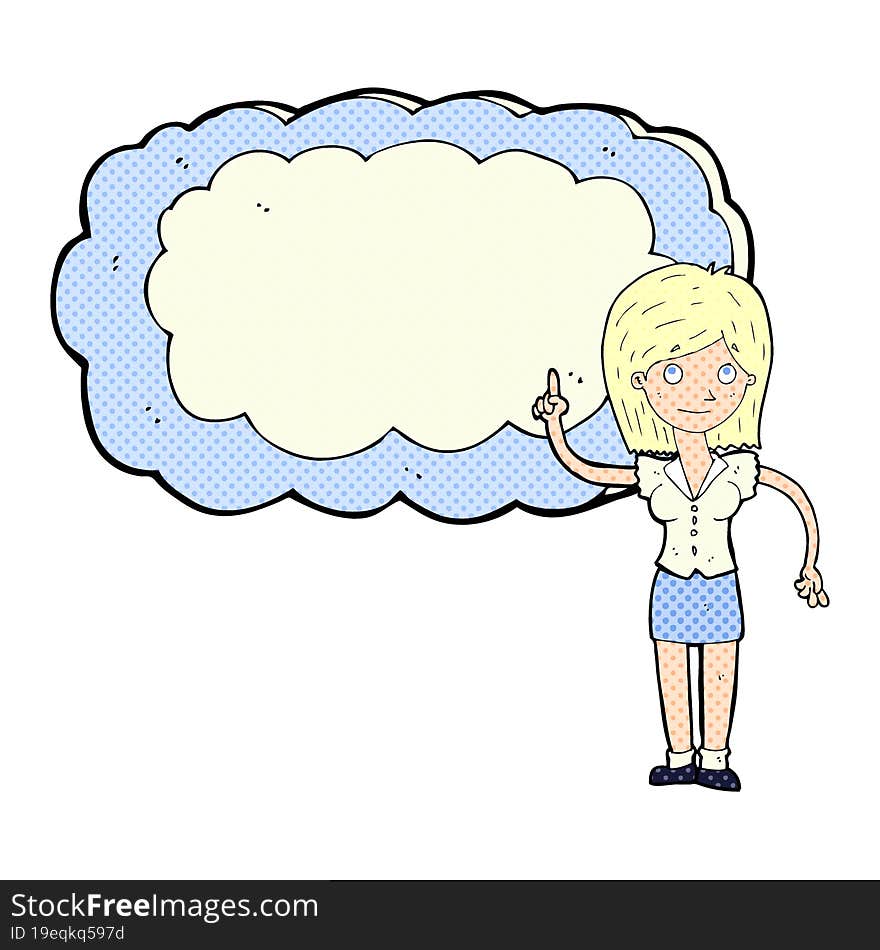 cartoon woman with text space cloud