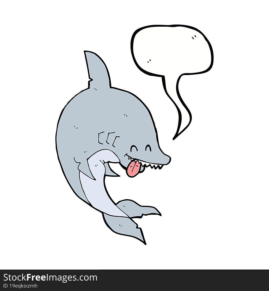 funny cartoon shark with speech bubble