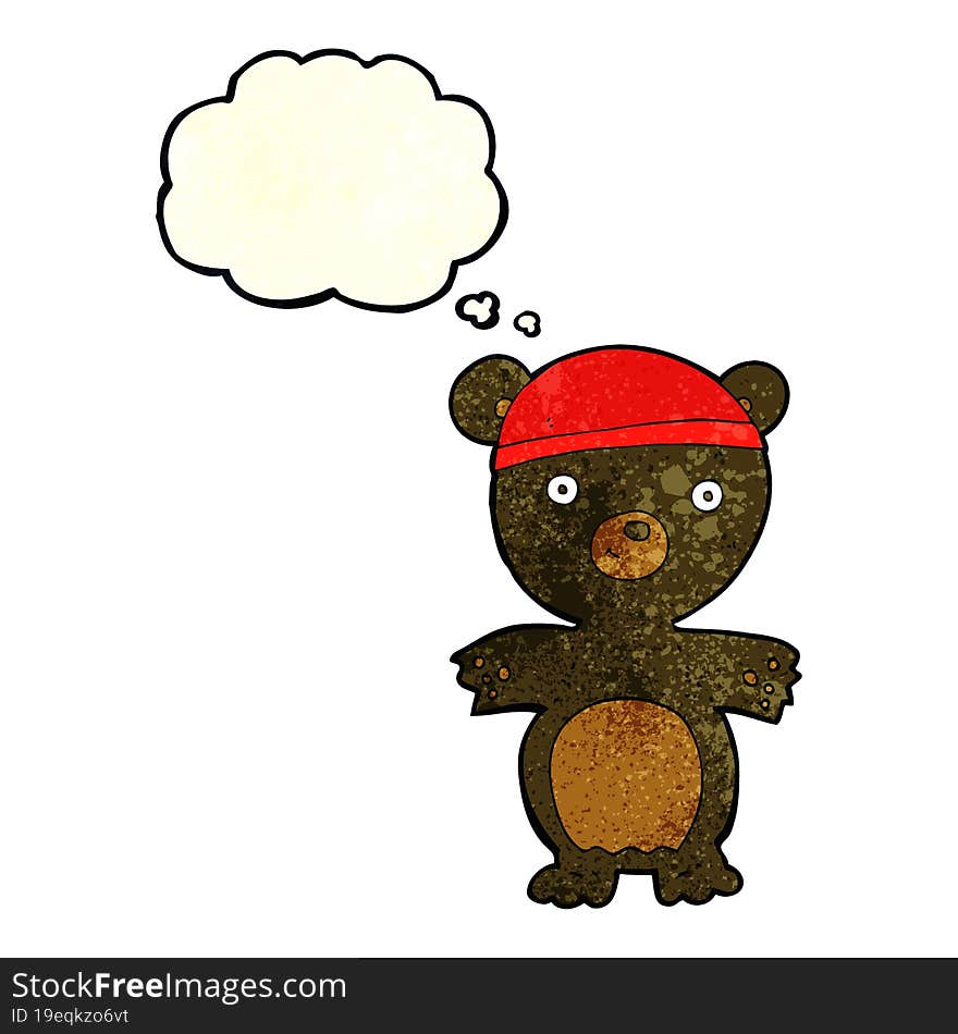 cartoon cute black bear with thought bubble