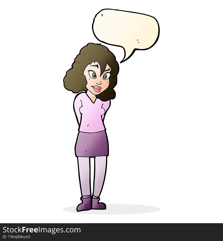 cartoon confused woman with speech bubble