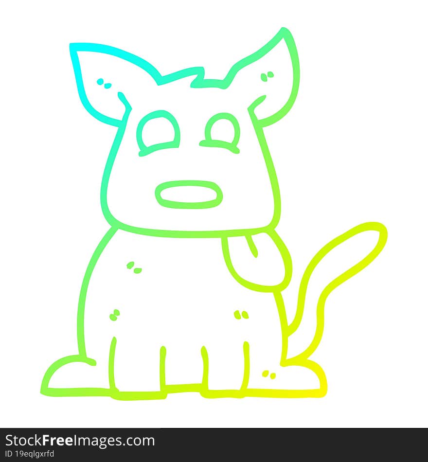 Cold Gradient Line Drawing Cartoon Happy Dog