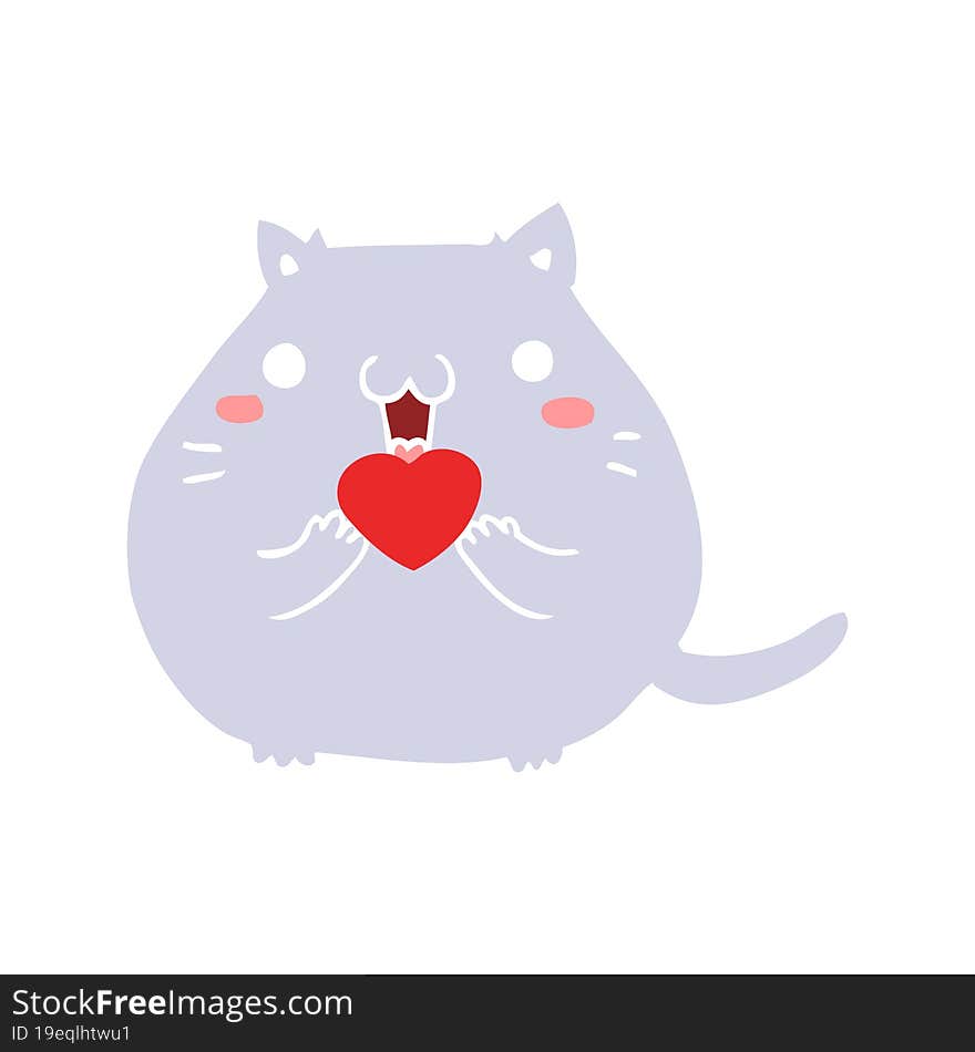 cute flat color style cartoon cat in love