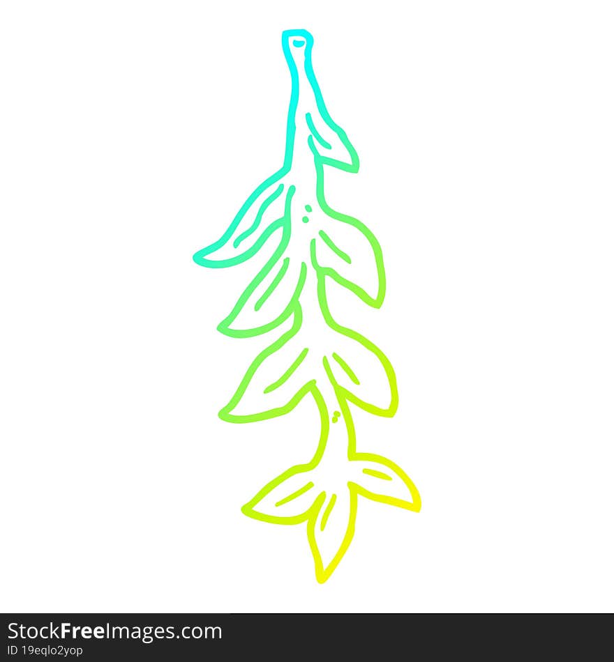 cold gradient line drawing cartoon plant