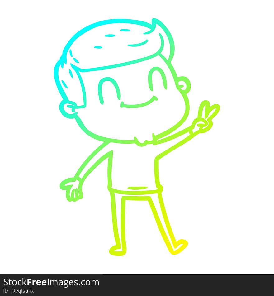 cold gradient line drawing of a cartoon friendly man