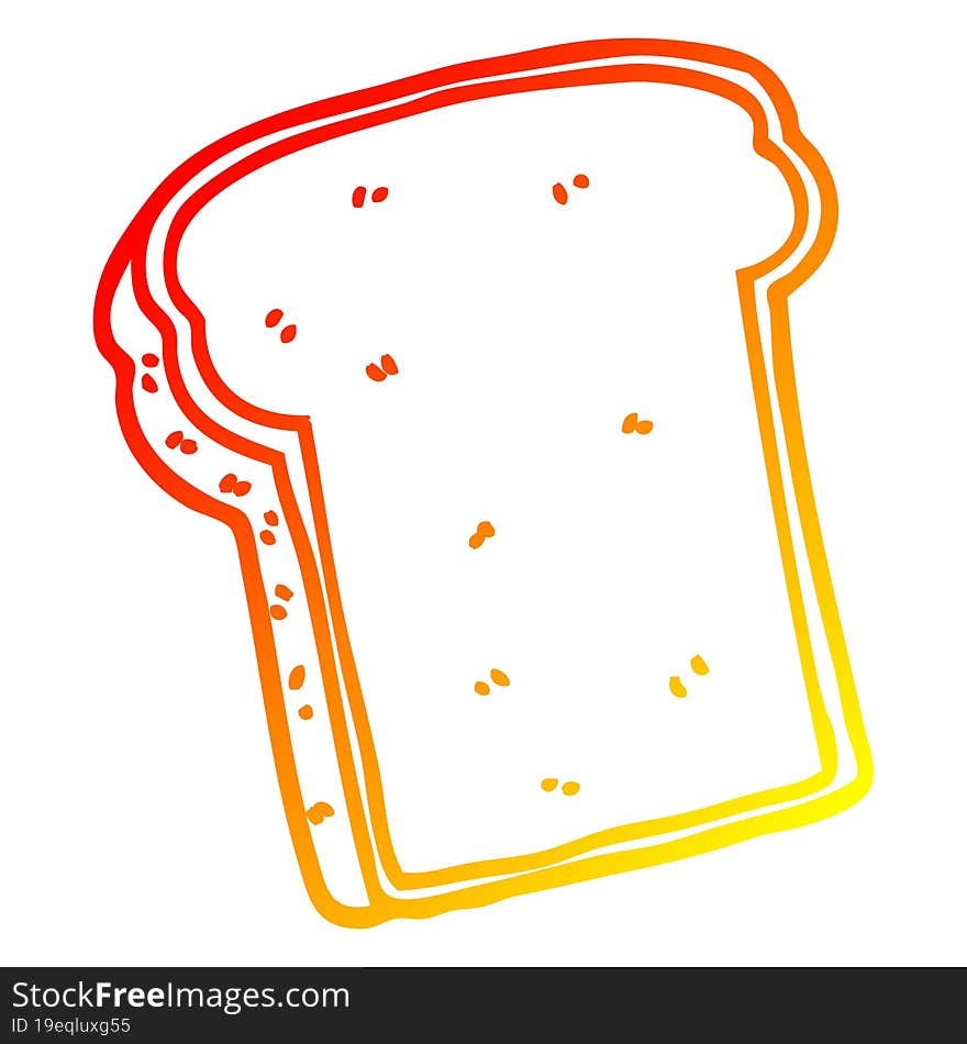 warm gradient line drawing of a cartoon slice of bread