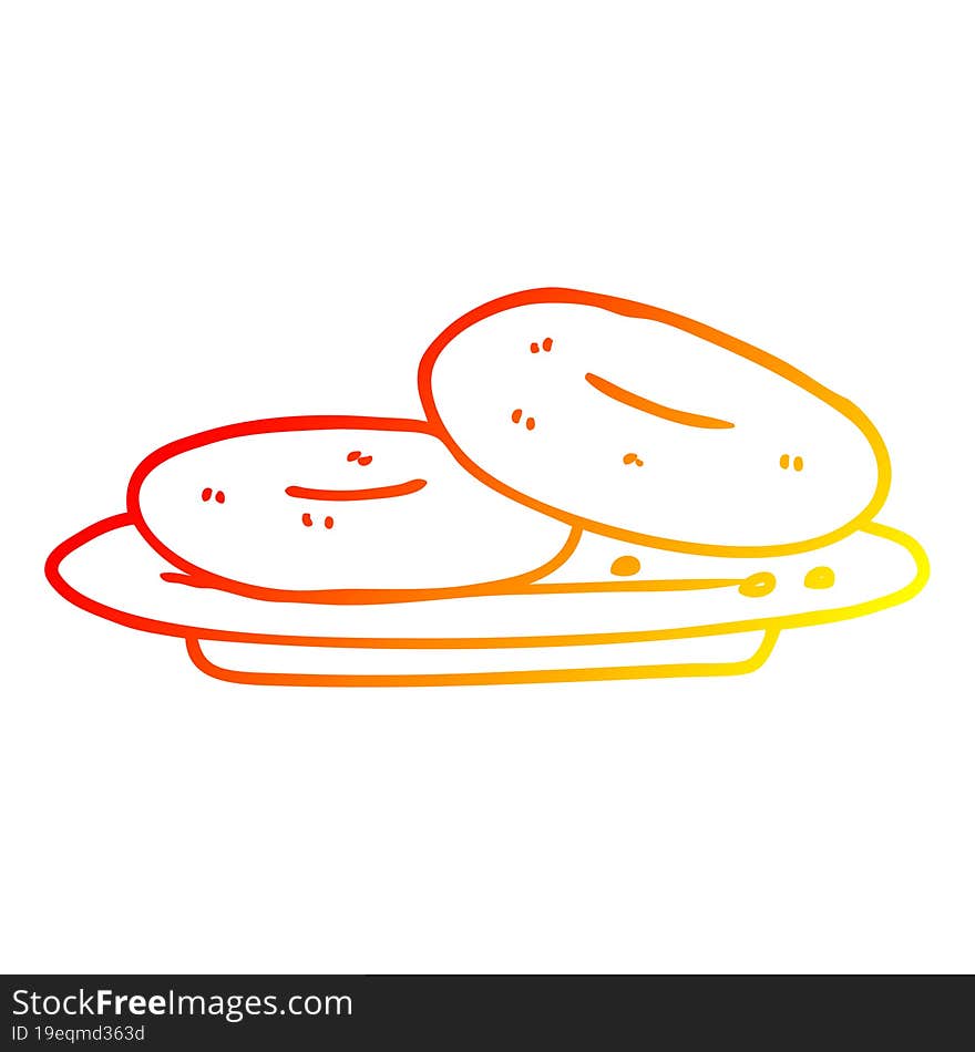 Warm Gradient Line Drawing Cartoon Donuts