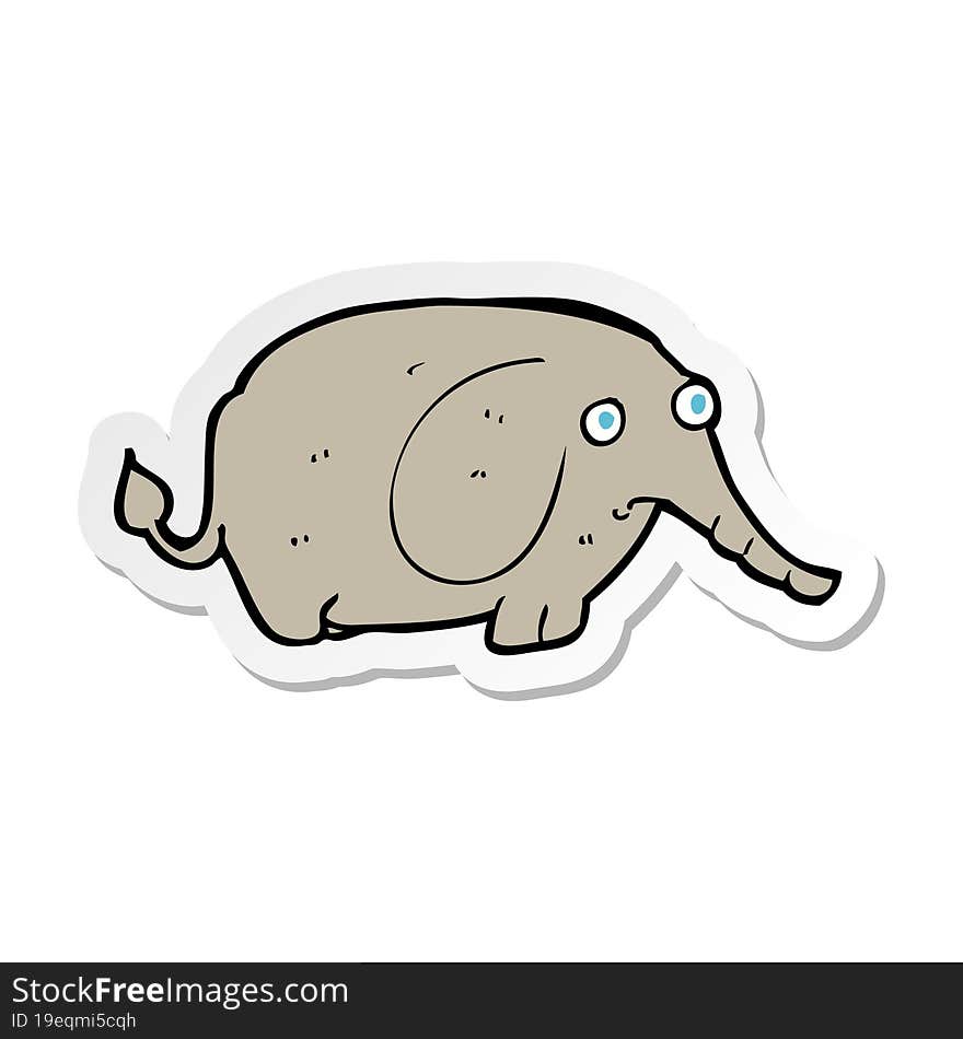 Sticker Of A Cartoon Sad Little Elephant