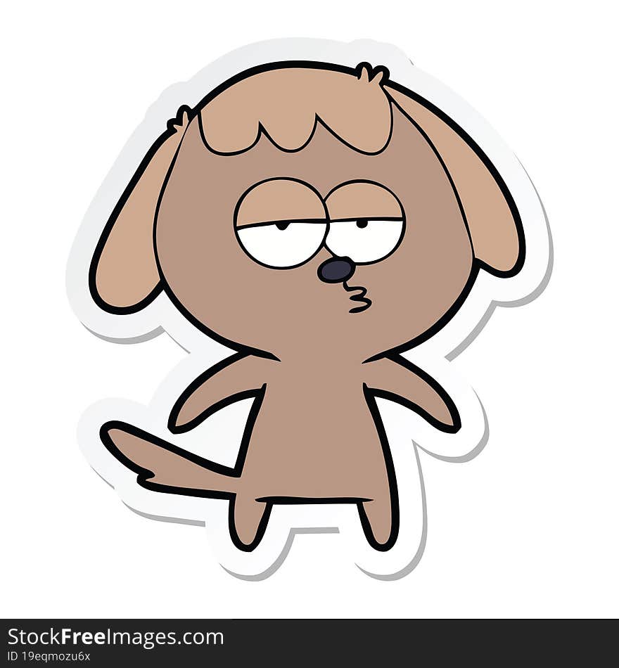 sticker of a cartoon bored dog