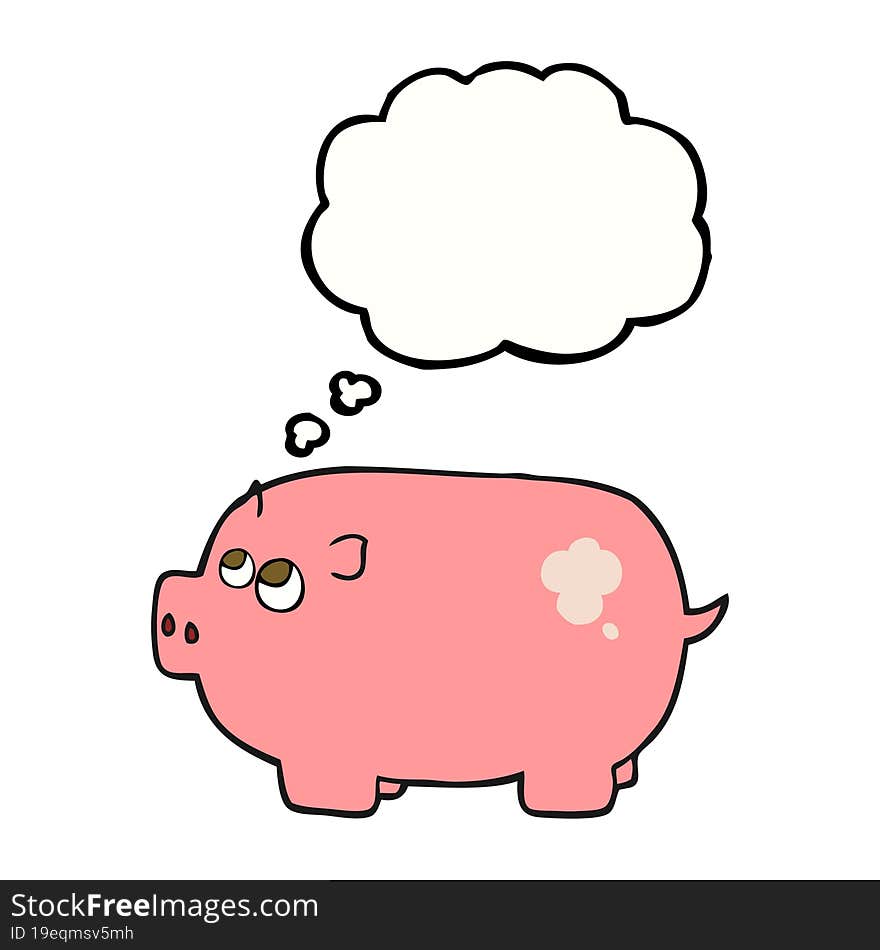 freehand drawn thought bubble cartoon piggy bank