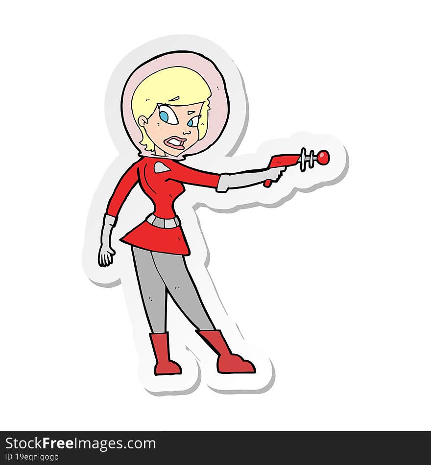 Sticker Of A Cartoon Sci Fi Girl