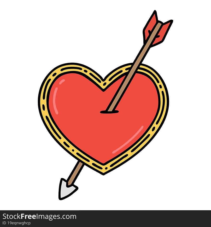 tattoo in traditional style of an arrow and heart. tattoo in traditional style of an arrow and heart