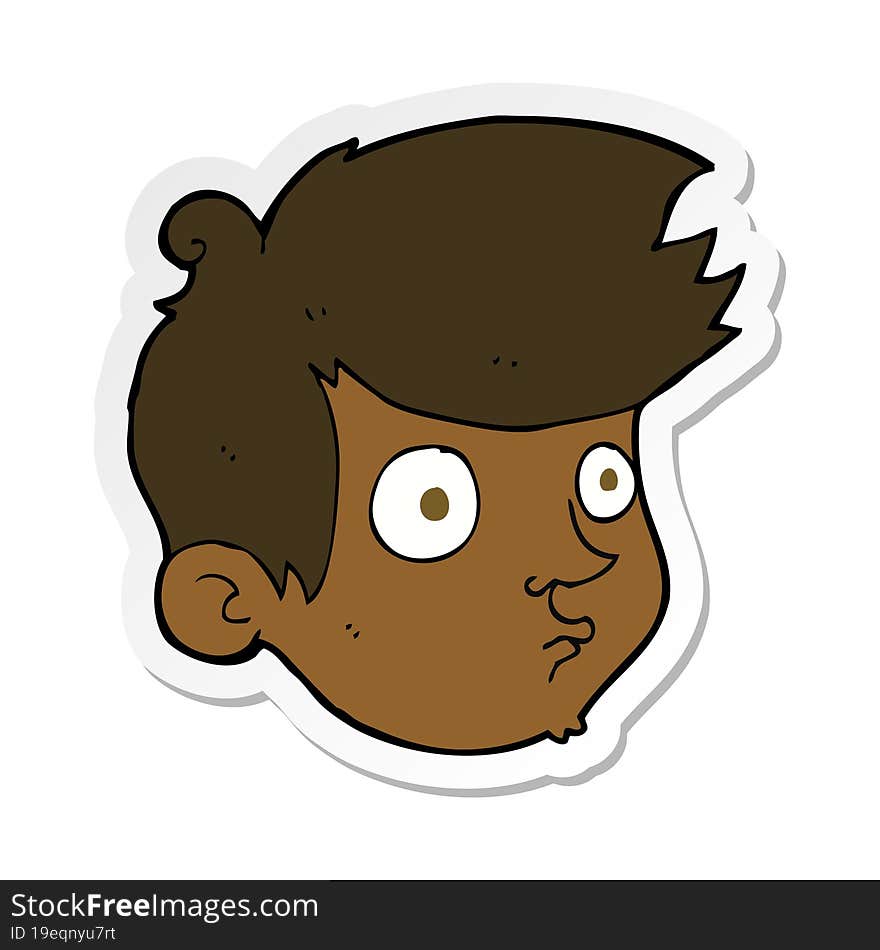 Sticker Of A Cartoon Staring Boy