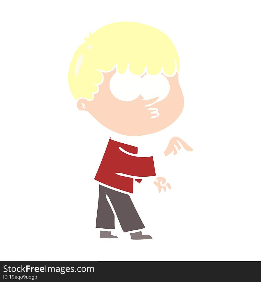 flat color style cartoon curious boy