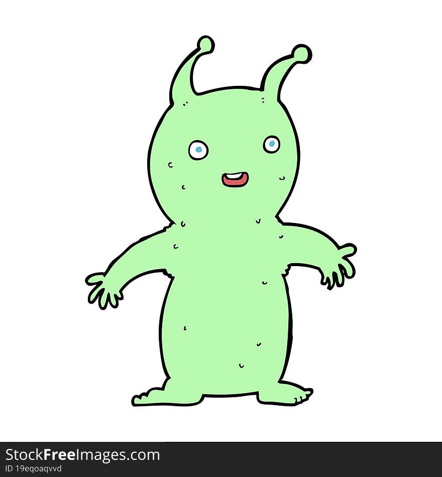 cartoon happy little alien